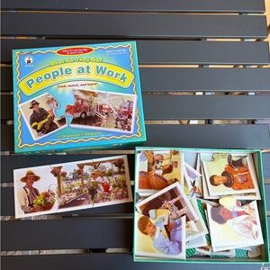 People at work learning career card matching set